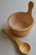 SaunaMed 4L Wooden Bucket and 40cm Ladle